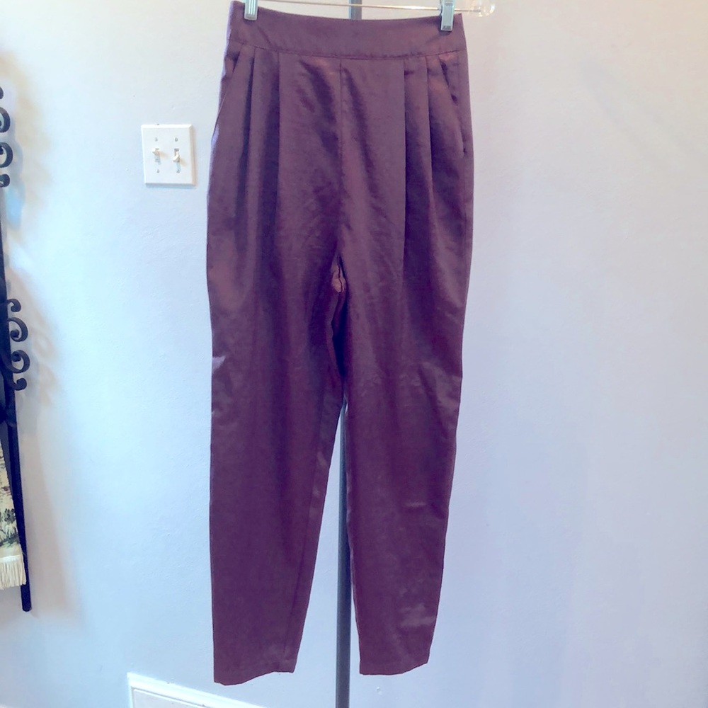 Silky purple trousers